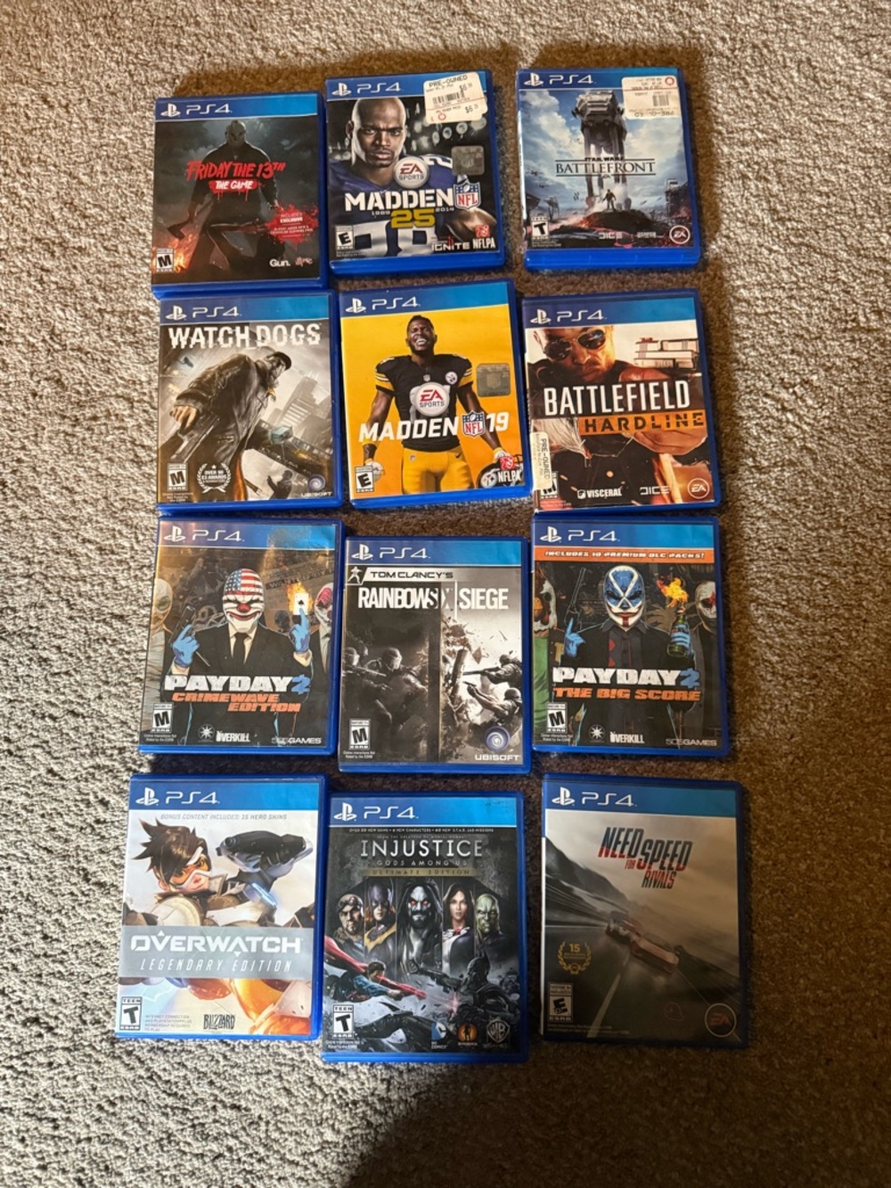 Lot of 12 PS4 Games - Includes Madden, Battlefield, Overwatch